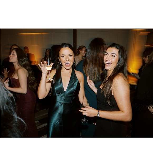 Jenny Yoo Corinne Dress, Size 6 Emerald Satin Crepe - Picture 5 of 5